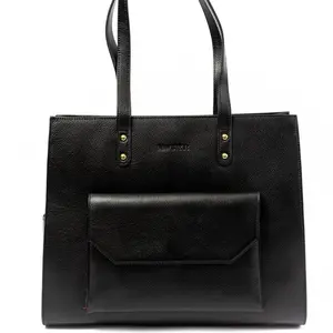 Imani Tote - Genuine Pebble Grain Italian Leather Work Travel Bag with Magnetic Flap Closure & Slit Side Pockets 16L x 13H x 5.5D