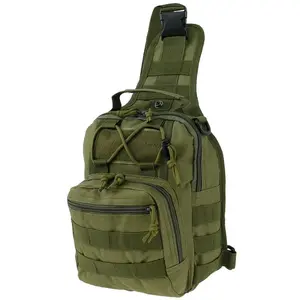 Compact Tactical EDC Sling Bag Travel Crossbody Sling Bag for Men, Chest Pack Backpack Satchel Compact EDC Small Sling Shoulder Daypack Outdoor Sport Bags for Fishing Camping Cycling Hiking Climbing Outdoor, Green