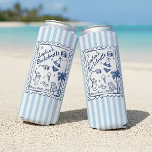 Coastal Bachelorette Can Coolers, Beach & Miami Bachelorette Party Favors, Personalized Bridal Party Drink Sleeves, Regular & Slim Sizes
