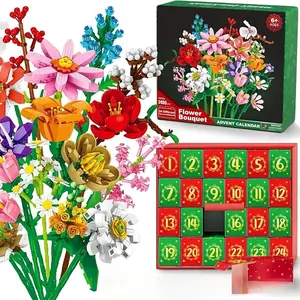 Festive Gift Box Set, 24 Adult Holiday Countdown Calendars, Bouquets, Artificial Wildflowers, Perfect for Festive Atmosphere