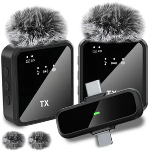 Wireless Lavalier Microphone for iPhone iPad TypeC Lapel Mics Plug-Play 2.4G Ultra-Low Delay Built-in Noise Reduction Chip Working Time for Video Recording Interview Podcast Vlog Rechargeable Mic