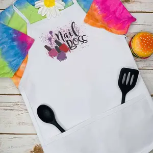 Personalized Nail Boss Kids Apron - Colorful Design with Pink, Pink Top & "Rachelle" Tag, Perfect Gift for Kids