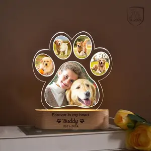 Custom Dog Photo Night Light Dog Memorial Gifts Light Up Pet Memorial Plaque Custom Photo Gift Personalized Gift For Pet Loss