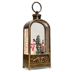 Musical Snowman Snow Globe Lantern with 8 Songs & 6H Timer for Christmas Home Decoration Gifts
