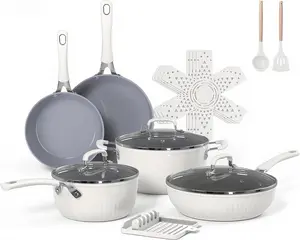 Ammeloo Nonstick Ceramic Cookware Set – Stay Cool Handle, Non-Toxic & Induction Ready