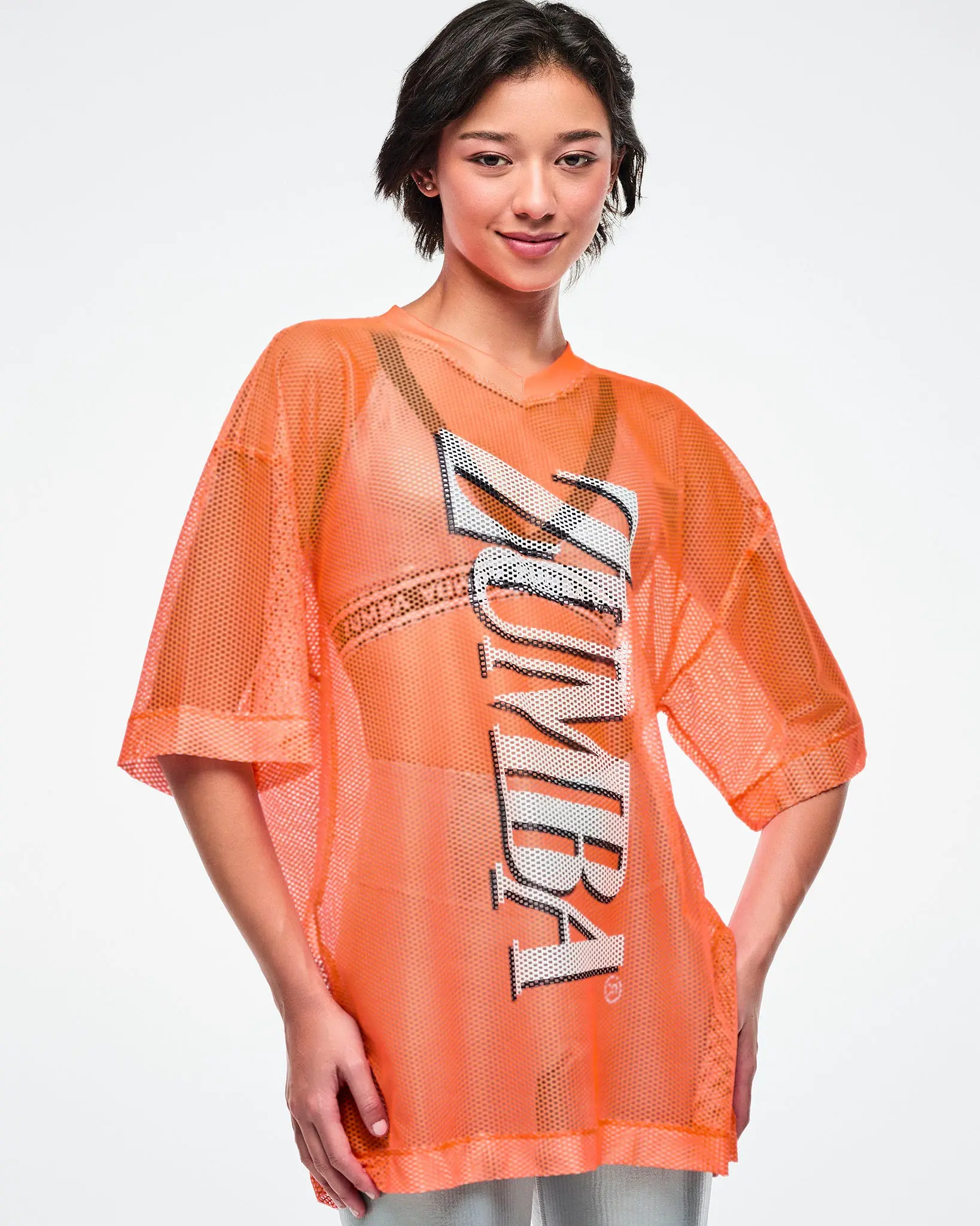 Dale-Z Oversized Mesh V-Neck Top