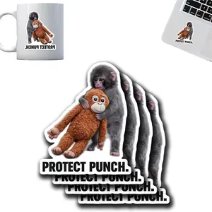 4/10Pcs The Monkey Sticker, Cute Monkey Plush Vinyl Stickers, Waterproof & Sun-Resistant Decals for Vehicle Bumper, Skateboard & Hydroflasks, Funny Gift for Monkey Lovers