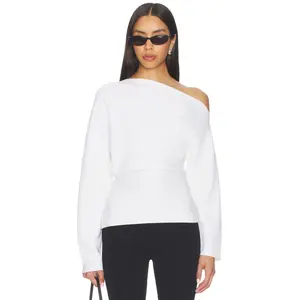 EAVES Rachelle Draped Knit Top in White