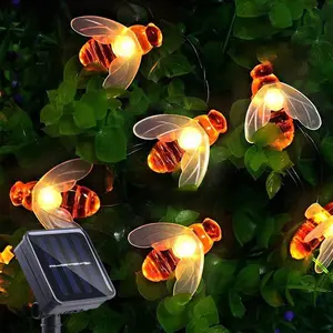 Solar Bee String Lights 30 LED 8 Modes Cute Bee Light Waterproof Outdoor Lights Starry Fairy Light Wedding Home Garden Patio Party Christmas Tree Decoration