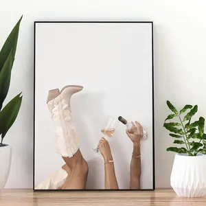 Cowgirl Boots and Wine Art Print, Western Print, Modern Fashion Poster, Magazine Poster, Girly