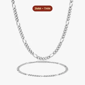 JAXXON - Figaro Set - 3mm - Silver - Box Clasp