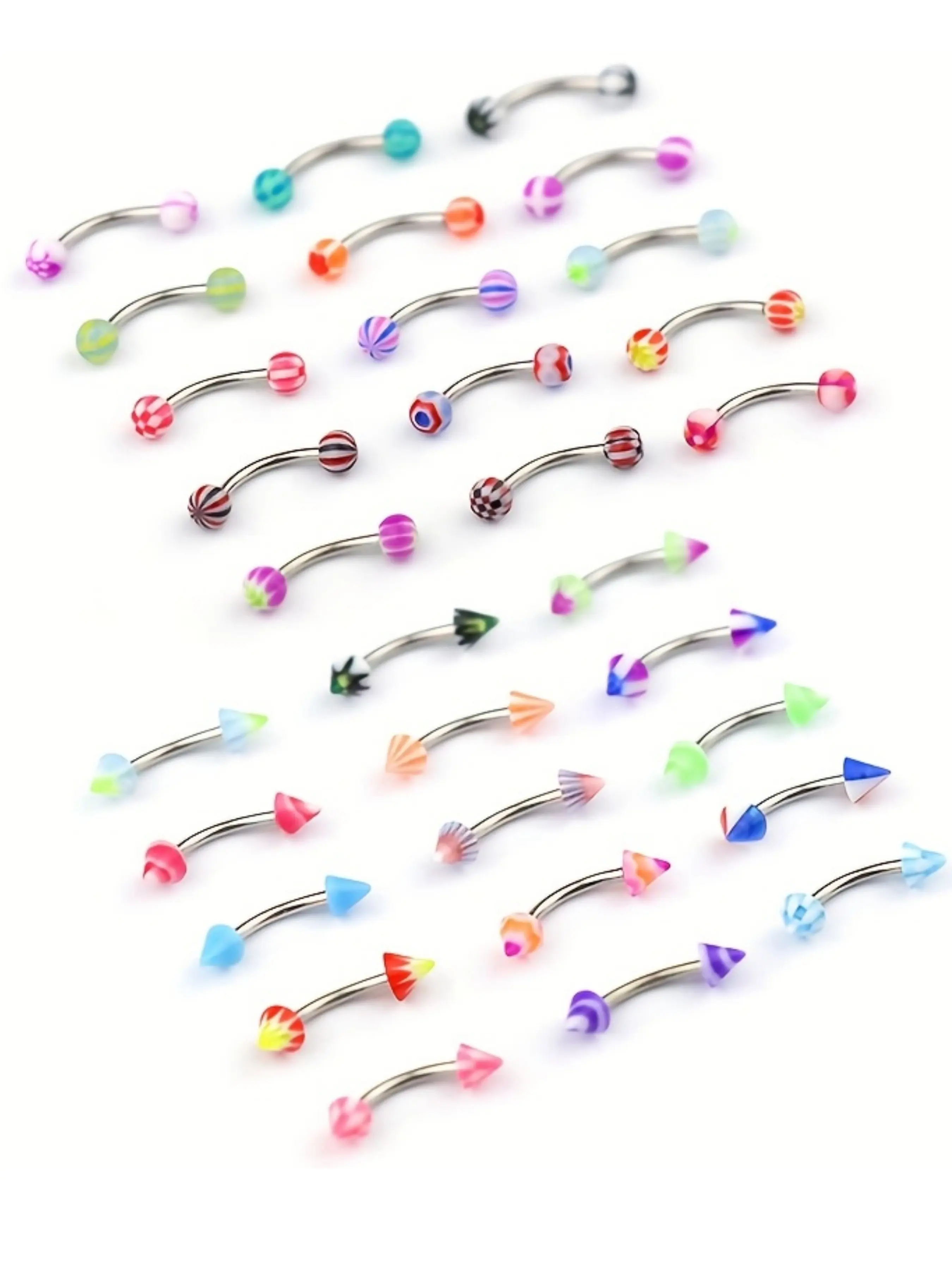 10/20 Colorful Acrylic Eyebrow Hoop Earrings, Eyebrow Jewelry, Banana Shape Rings and Curved Dangles, Suitable for Cartilage Piercing, Lobe, Spiral Bone, Lip Ring