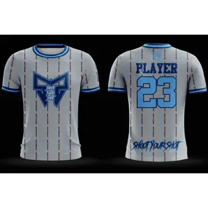 SYS Grey Blue Word Pinstripe JERSEY - NOW