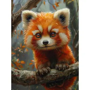 Red Panda Pattern DIY Diamond Arts Colorful Painting without Frame, DIY 5D Diamond Arts Colorful Painting Kit, Wall Art Decor for Home Living Room Bedroom