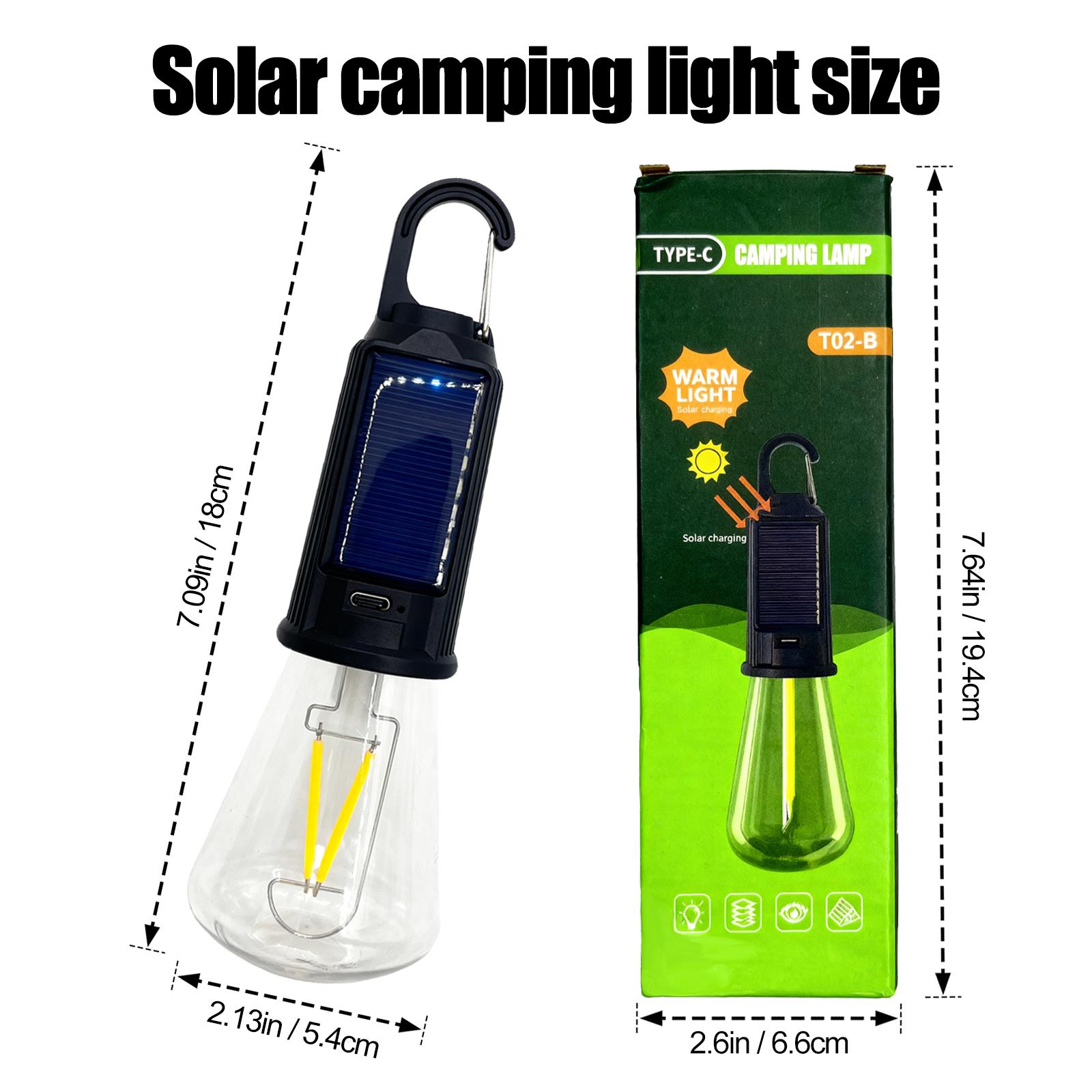 Solar LED Camping Lantern, USB Rechargeable Tent Light with Hook Clip, 3 Lighting Modes Portable Hanging Light for Camping, Hiking, Fishing, Power Outage and Emergency Use Solar LED Camping Lantern, USB Rechargeable Tent Light with Hook Clip, 3 Lighting Modes Portable Hanging Light for Camping, Hiking, Fishing, Power Outage and Emergency Use
