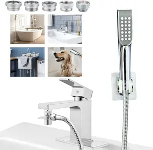 Tub faucet spayer attachment,Bathtub Shower  Sink-Faucet with 5 Adapters, 79" Hose for Pet  Rinse,  Bath & Hair washing, ON/OFF Extension for Tub Faucet, Utility Sink, Garden,Bathroom