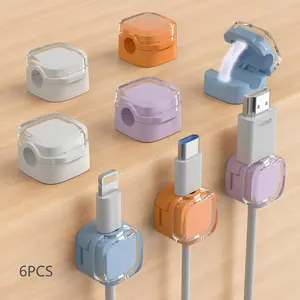 Adjustable Adhesive Magnetic Cable Organizer Set of 6, Ideal for Desk, Wall, Car, Bedside, Home, Office, Kitchen Cable Management