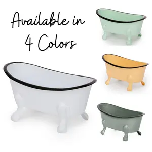 Rustic Enamel 1 Piece 5.5" Metal Clawfoot Mini Bathtub Soap Dish Mini Bath Tub Decoration Clawfoot Tub Soap Caddy