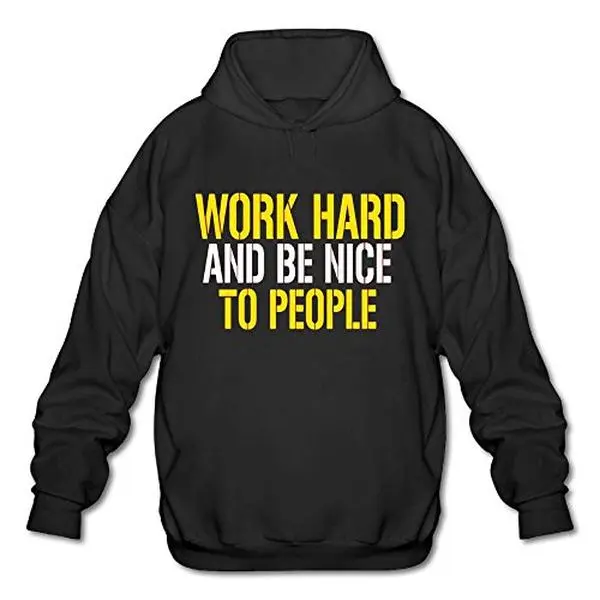 USED-LuTongDen Work Hard and Be Nice To People Long Sleeve For Men Custom Hoodie Sweatshirt SizeKey1Black