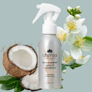 Ahimsa Leave-in Conditioner with Coconut Oil & Indian Goosberry - Silicone Free - Pre & Post Workout Formula for Frizz Control & Shine - 100% Plant Ingredients, Vegan, Sulfate-Free, 4 oz