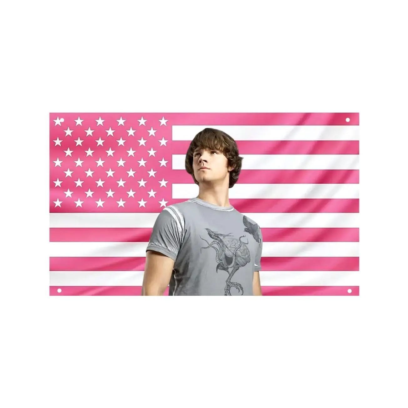 Sam Winchester Pink US Wall Tapestry Flag, Supernatural Wall Art, Hunter Bedroom Decor, TV Fan Banner