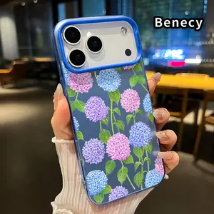 Hydrangea Delight Pattern Case for iPhone 17 16 15 14 Pro Max 13 12 11 XR XS Plus Air E Ultra Thin Raised Edges Camera Protection Hard PC Back Cover