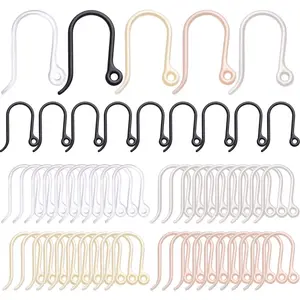 Plastic Earring Hooks, 50pcs Non-Allergenic Plastic Earring Hooks Safety Ear Wire Hooks Earring Findings for DIY Jewelry Making, 13x9mm, Golden, Silver, Black, Pink, Clear(Small)