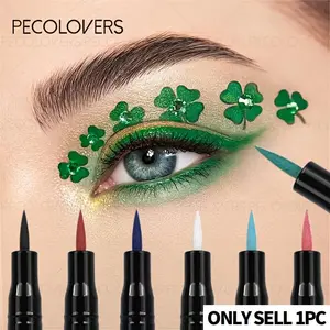 1pc Green Waterproof Eyeliner Pencil, Long-Lasting, Sweatproof, Easy Application for Bold Winged Liner, Beginner-Friendly, Color Eyeliner Pen, Graphic Liner