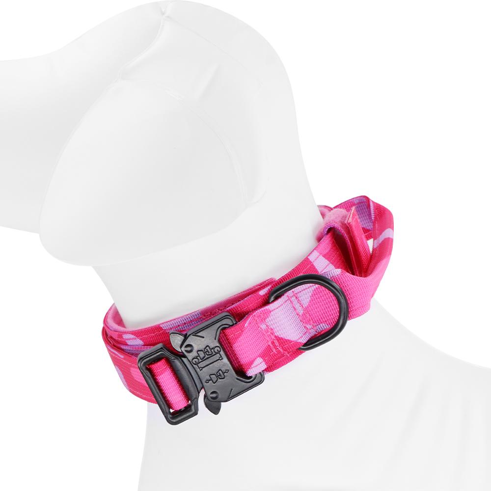 Tactical pink camouflage dog collar dog leash anti-collision for large dogs