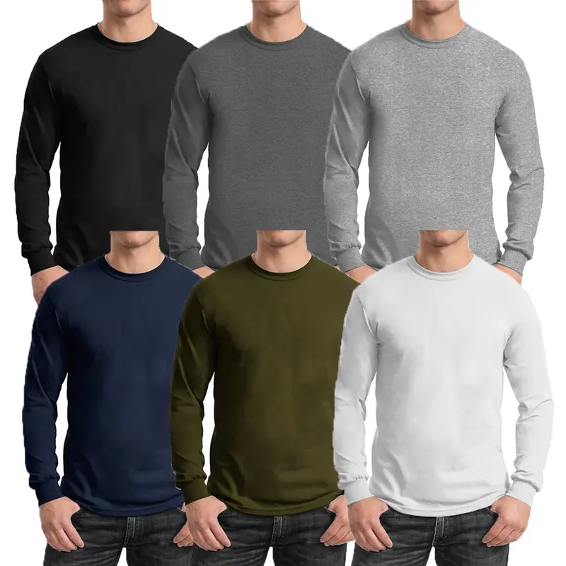 Men's 5-Pack Cotton-Blend Long Sleeve Crew Neck Tee