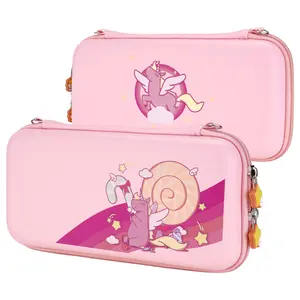 PlayVital Pink Cute Carrying Case for Nintendo Switch & Switch OLED, Portable Travel Storage Case for Nintendo Switch