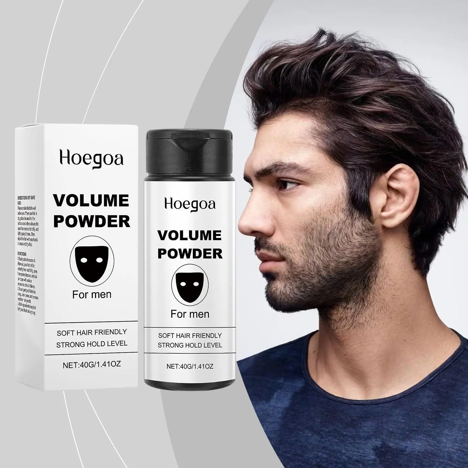 40g Fluffy Unscented Hair Texture Powder (Alcohol-Free, Modified Corn Starch) for Normal-Hair Adults - Lightweight, Gentle-Ingredient Care, Instant Volume, Oil Control, Easy Styling + 100g Herbal Growth Shampoo Bar for Men