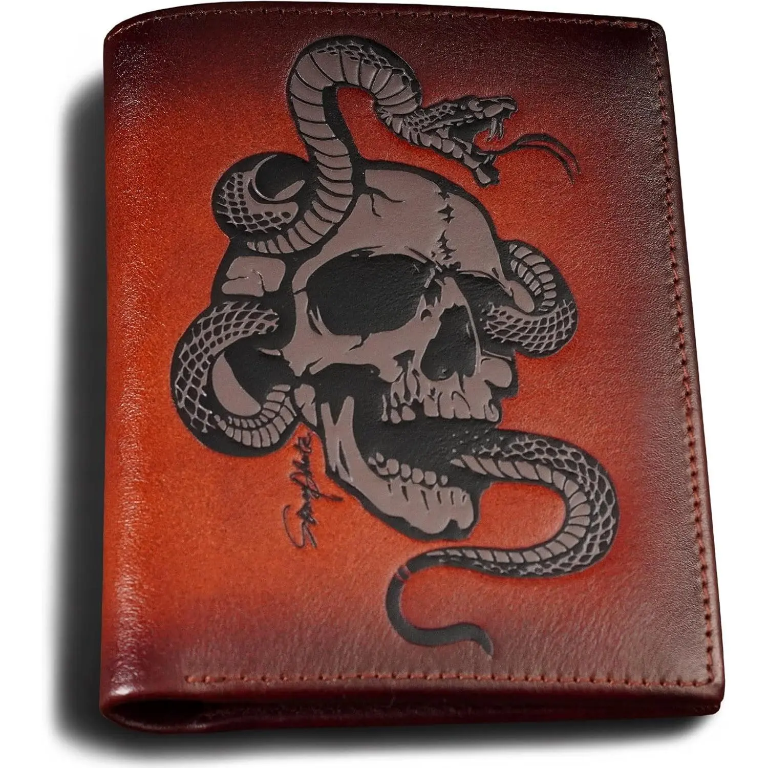 Skull Wallets For Men,Cool Mens Wallet Leather,Vertical Bifold