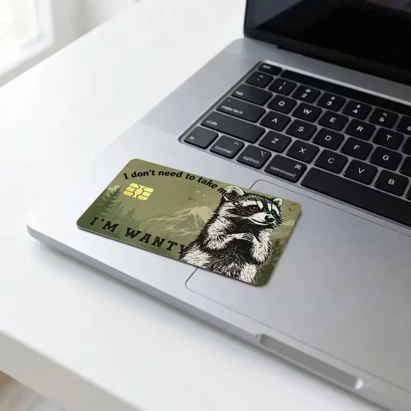 **I Don’t Need to Relax I’m Wanted Credit Card Skin Sticker – Funny Raccoon Meme Debit Card Cover, Sarcastic Animal Waterproof Vinyl Card Decal**