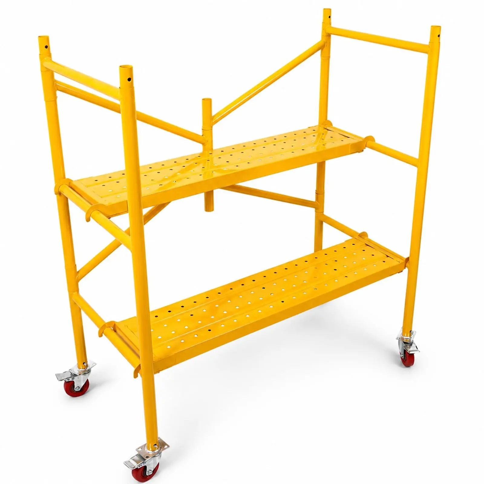 Scaffold Platform with Locking Wheels, Portable Scaffolding Platform | 46 x 23.6 x 53.9 in Yellow Rolling Work Platform with 4 Brake Casters for Construction, Painting and Home Renovation
