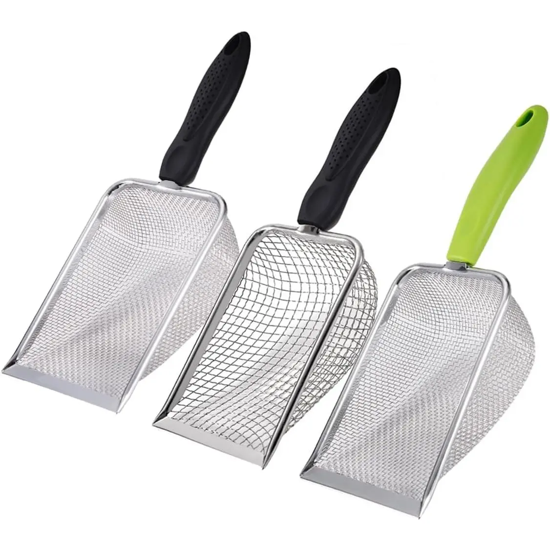 3PCS Stainless Steel Cat Litter Scoop,Litter Cleaner Corner Scoop Sand Sifter,Easy to Clean Cat Litter Box, Sifting Litter Scoop Shovel for Reptile Terrarium Sand Waste