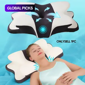 Double-Sided Zoned Contour Neck Pillow - Dual-Height Supportive Memory Foam - Cool-Breathable Pillowcase, Enlarged Armrest Section - Center Groove Design, Ultra-Soft for Side, Stomach & Back Sleepers #GLOBAL PICKS