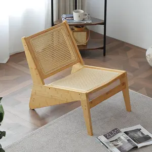 Mid Century Modern Accent Chair for Living Room, Low Armless Lounge Chair with Solid  Frame, Comfy Armchair for Bedroom and Balcony,