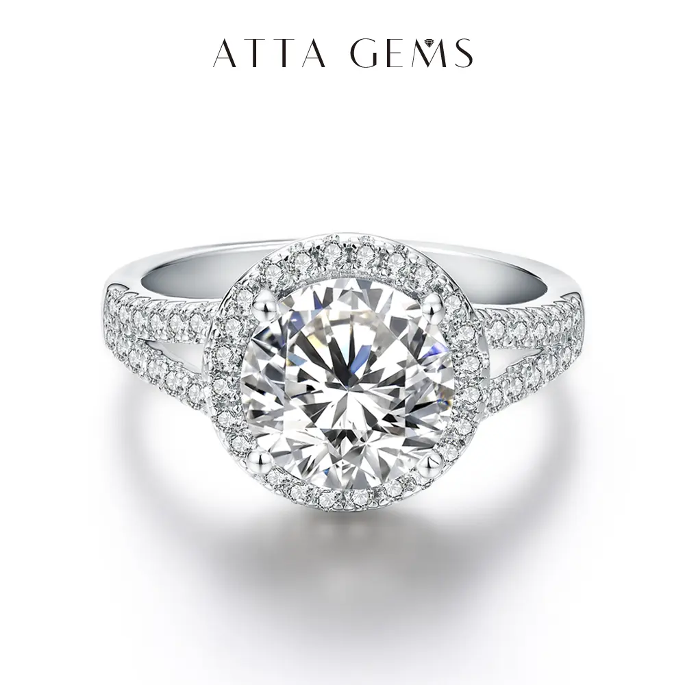 Women's 3.0CT Round D Color Synthetic Moissanite Solitaire Halo Ring Band, Ideal for Birthday Gifts & Daily Wear, R007