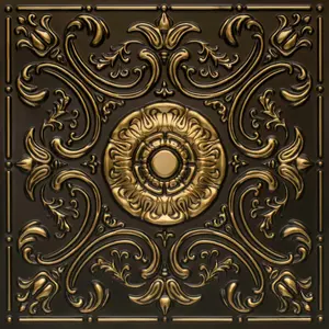 From Plain To Beautiful In Hours Venice 2 ft. x 2 ft. PVC Glue-Up or Lay-In Faux Tin Ceiling Tile - #511 - (Pack of 10) / 40 sqft