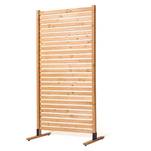 summervibes 36 in W x 76 in H Wooden Privacy Screen, Freestanding Decorative Panel with Stand, Patio Privacy Outdoor Divider for Balcony, Garden