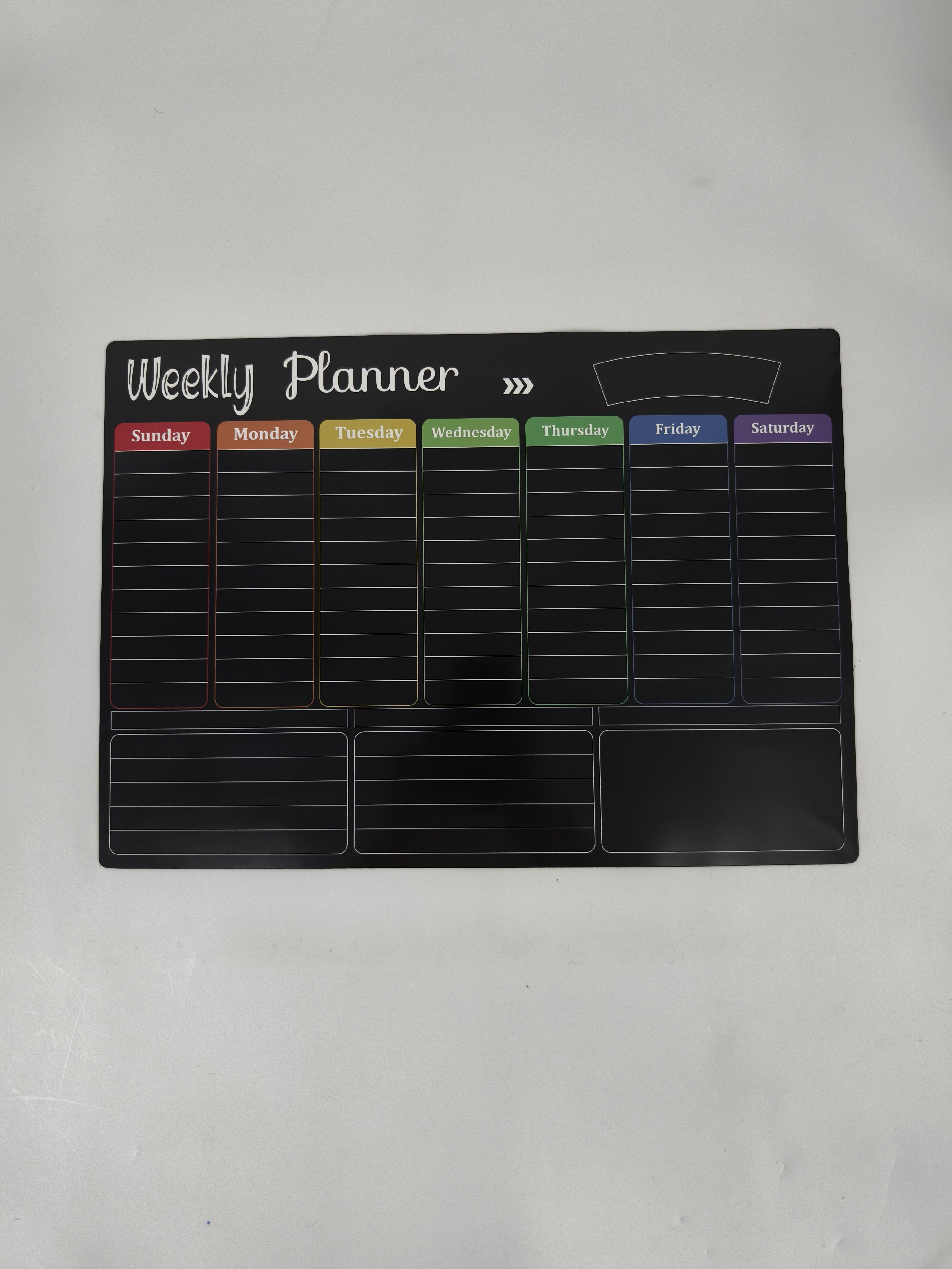 Black Dry Erase Boards Set - 3 Magnetic Boards for Refrigerator, Monthly, Weekly Organizer & Daily Notepad, Wall & Fridge Family Boards