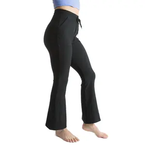 Relaxed Fit Chill and Groove Yoga Flared Pants with Adjustable Drawstring Waist and Pockets