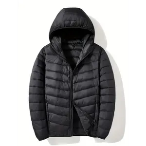 Men's Lightweight Hooded Down Jacket - Waterproof, Warm & Cozy for Winter Outdoor Activities, Casual Fit with Zip-Up Front