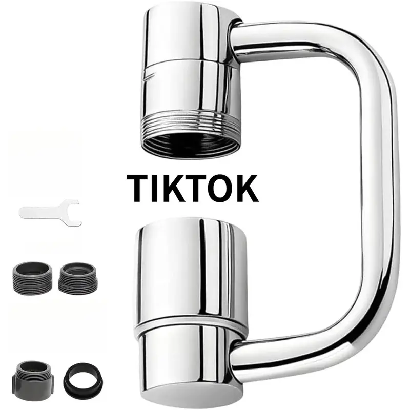 Faucet Extender U Shaped Design for Kitchen Sink and Bathroom Tap 360 Degree Rotatable Aerator Extension with 1080 Degree Rotation and Dual Mode Water Flow Control to Stop Splashing all-angle splash