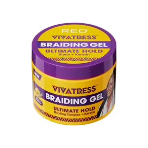VIVATRESS Ultimate Hold Braiding Gel – 4X Extra Strong, No Flake, Non-Greasy, Long Lasting Sleek Styling Gel with Keratin, Biotin & Rosemary (6 oz)