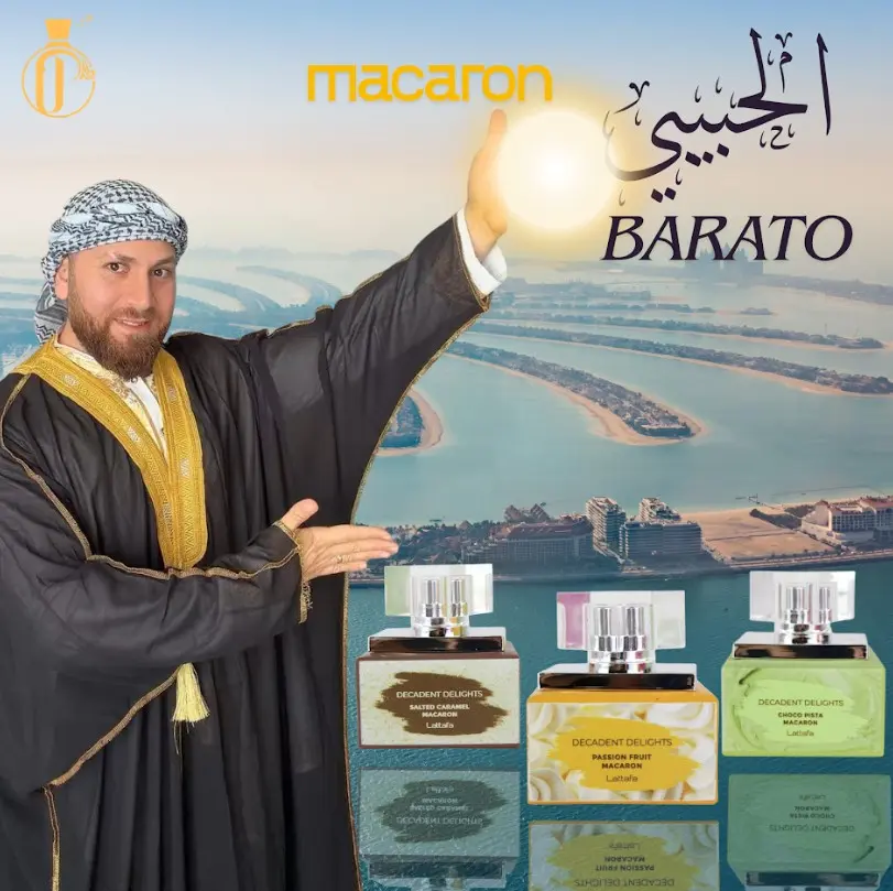 Habibi Barato Macaron | Lattafa | Decadent Delights | Passion Fruit + Choco Pista + Salted Caramel | Unisex Fragrance | 50 ML | Eau De Parfum | Caramel - Vanilla & Almond