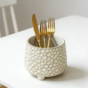 Fun Pinecone Shaped Tripod Ceramic Storage Jar Kitchen Tool Barrel Personalized Decorative Jar