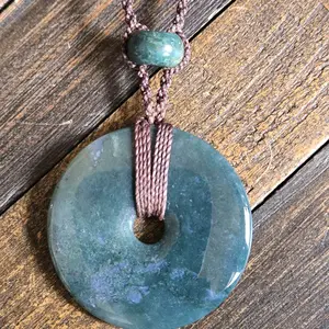 Handmade Moss Agate Donut Necklace