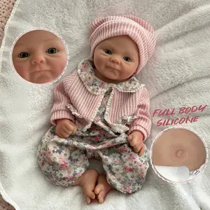 13inch/33cm Lovely Silicone Girl Reborn Dolls Coco Handmade Painted Lifelike Detailed Full Body Soft Solid Silicone Newborn Baby Dolls With Pink Flower Suits Best Gifts For Birthday